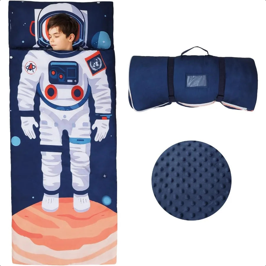 Toddler Sleeping Bag Nap Mat with Removable Pillow pocket