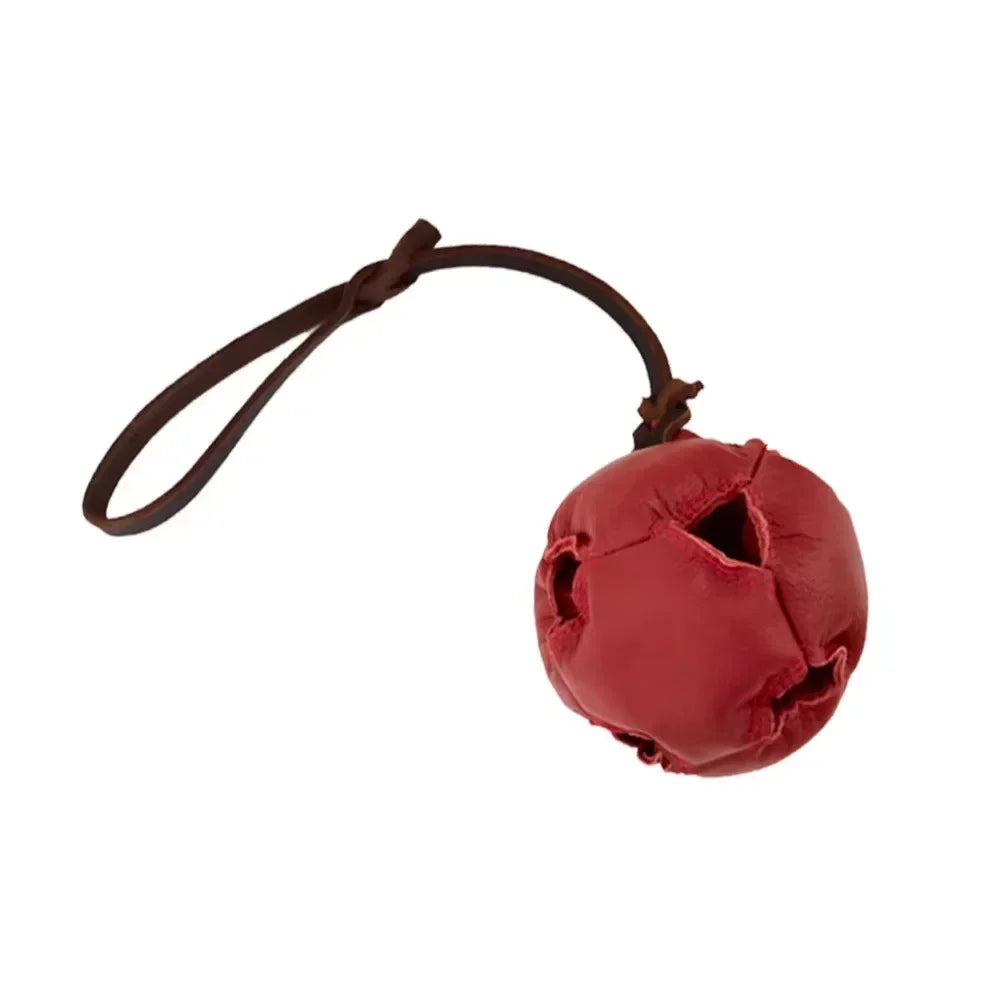 Leather Dog Ball Tug Toy, with Handle
