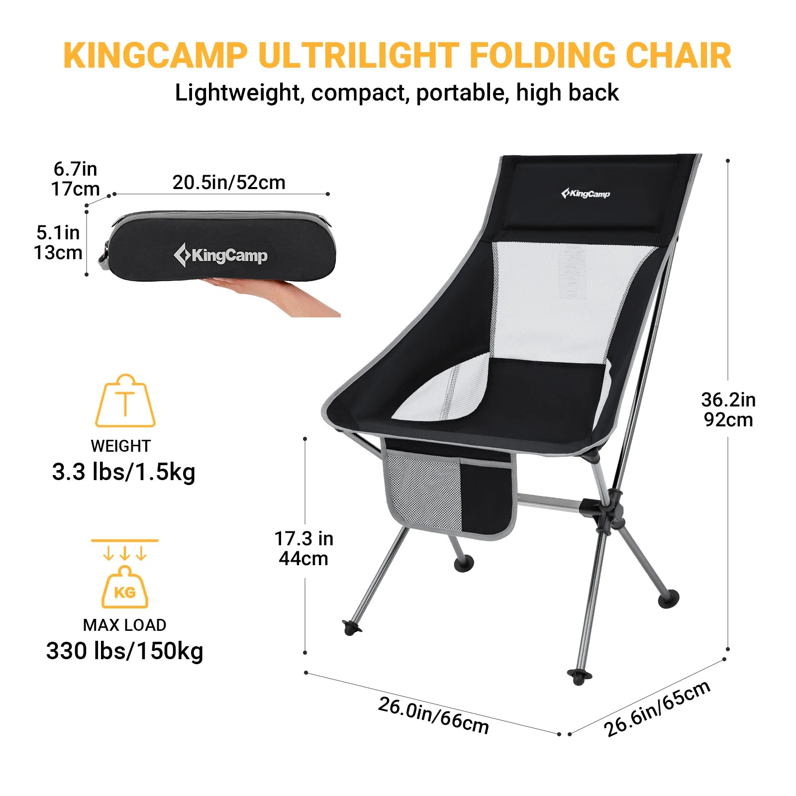 Folding Camping Chair with storage bags.