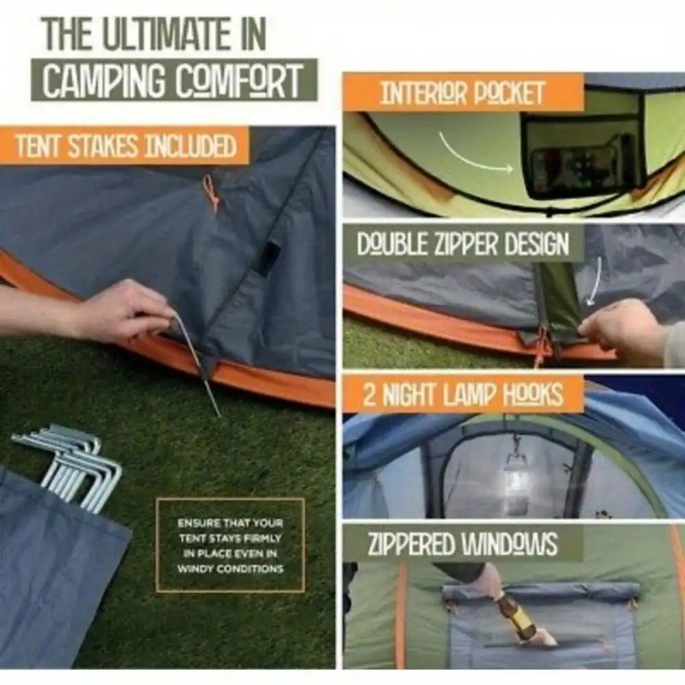 4-Person Easy Pop Up Tent with 2 Doors