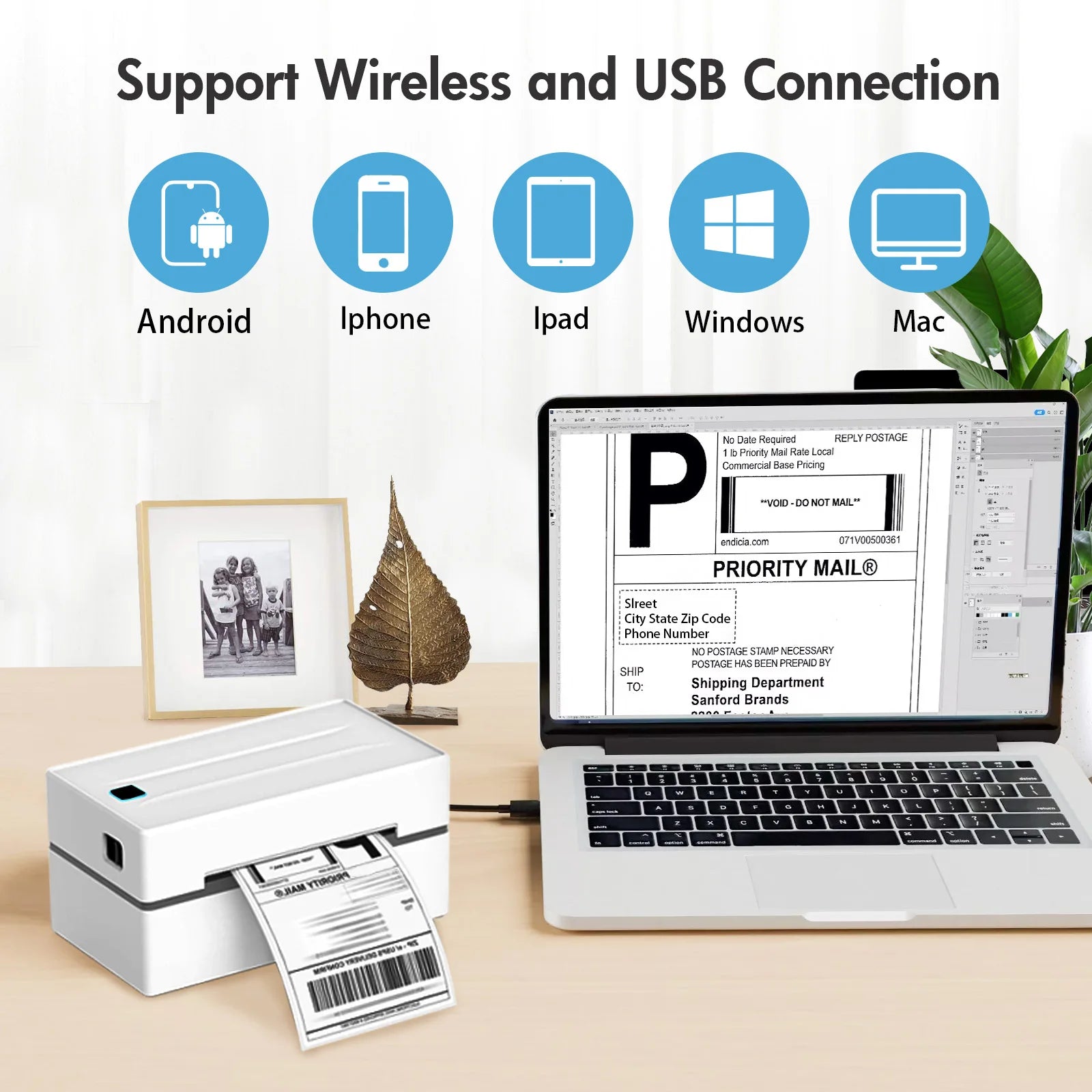 Portable Thermal Label Printer No Ink Required