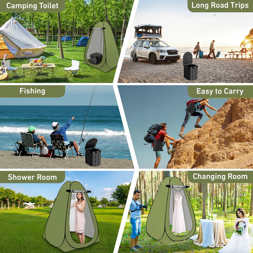 Camping Toilet and Privacy Tent with Large Portable Toilet