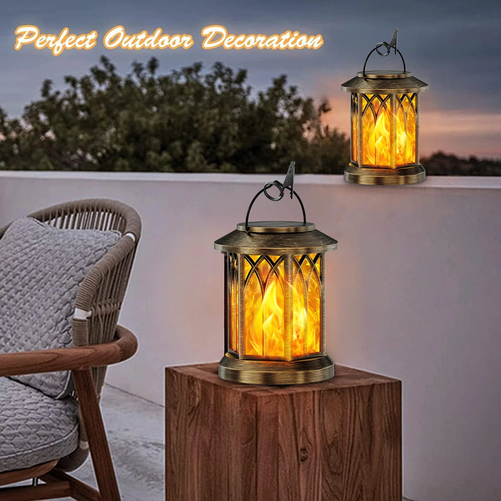 2 Pack Upgraded Flickering Flame Solar Lantern