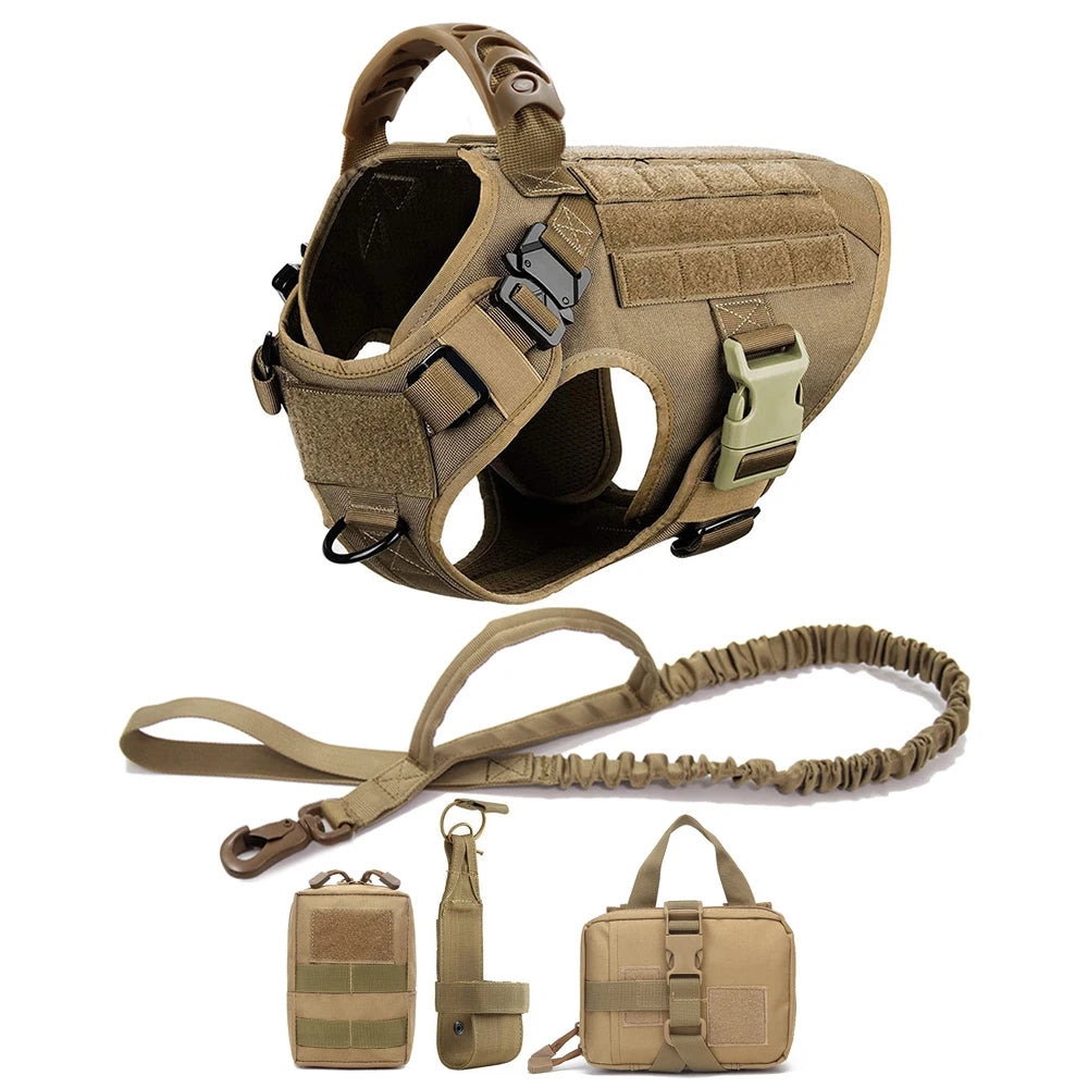 Military Style Dog Harness Leash And Bag Set
