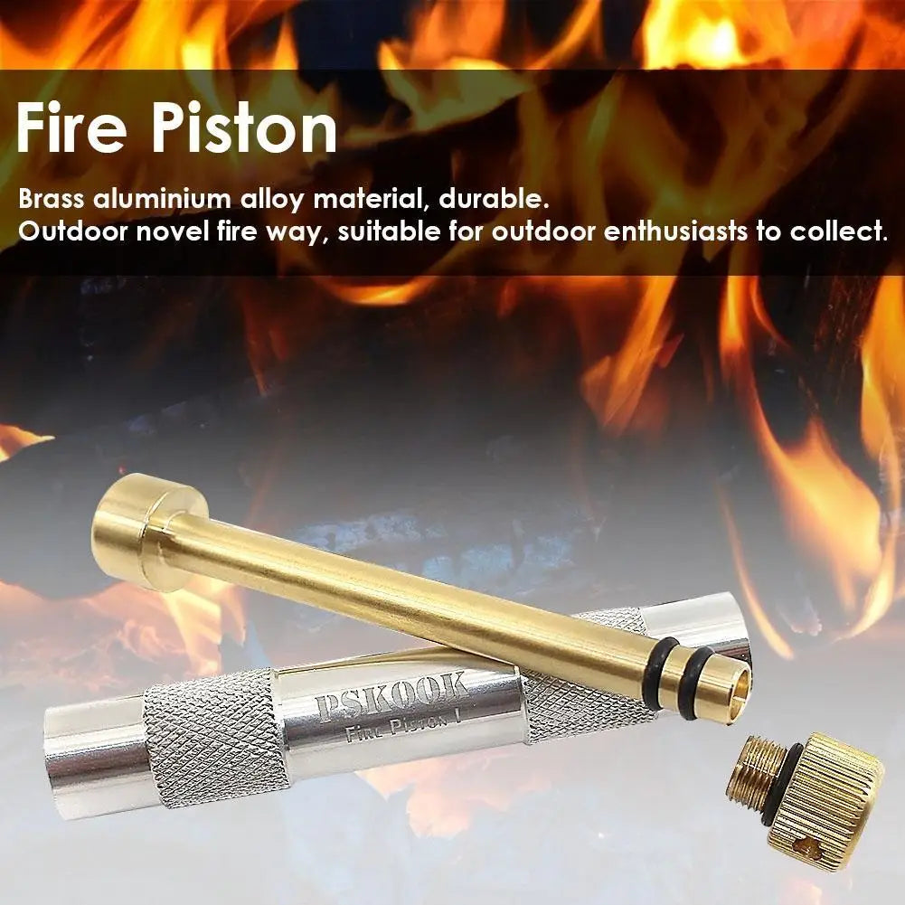 Portable Brass Piston Fire Starting Kit