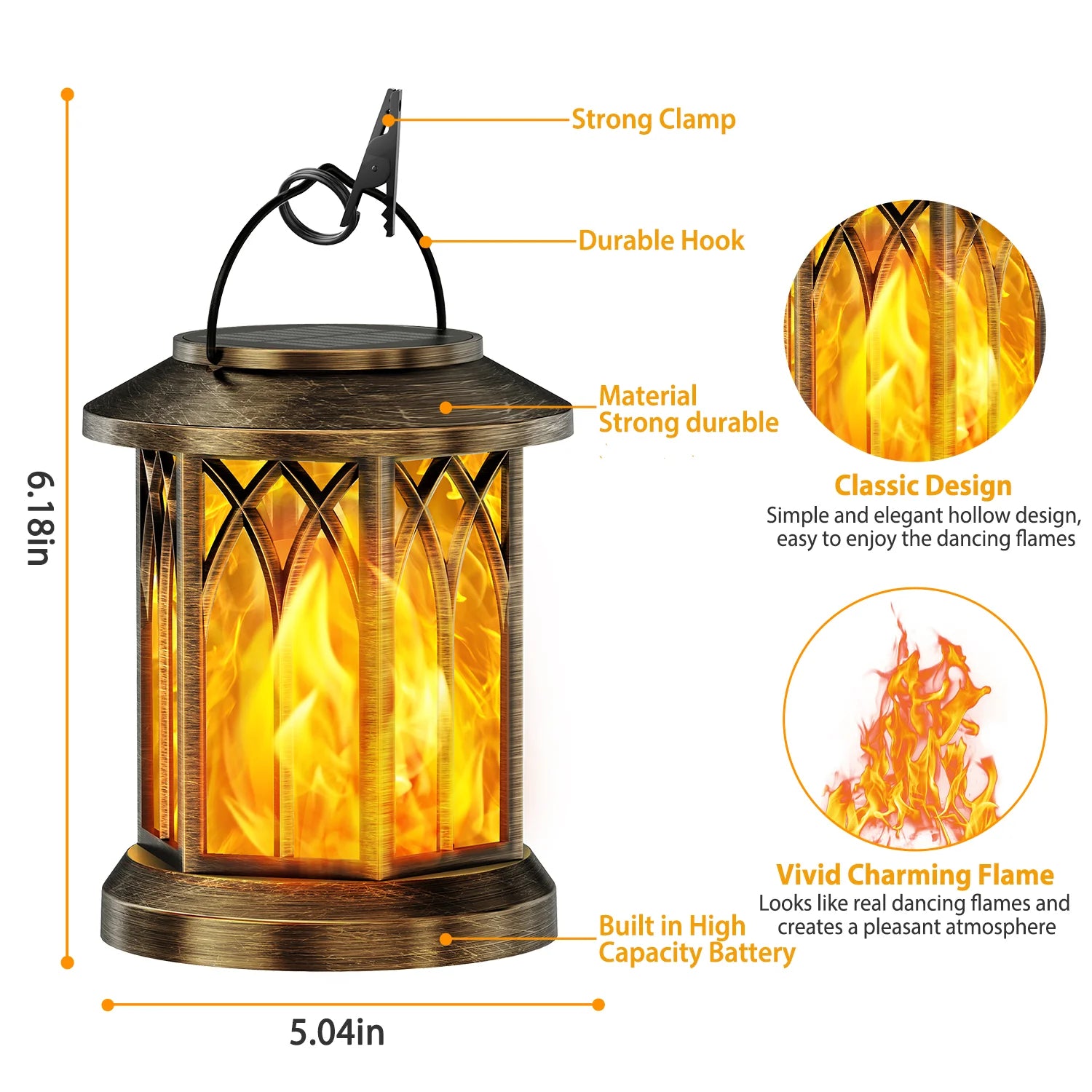 2 Pack Upgraded Flickering Flame Solar Lantern