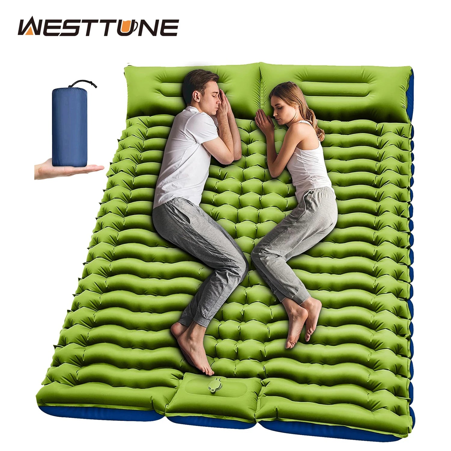 Double Sleeping Pad 4" Thick for 2 Person with Pillow