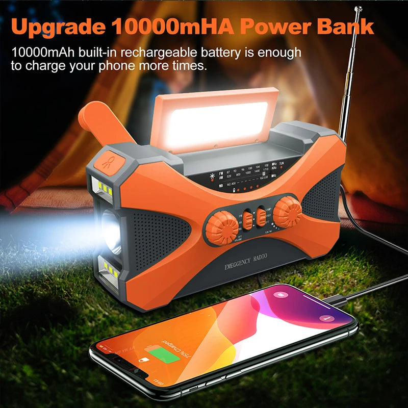 Portable Emergency Radio Solar Hand Crank LED Flashlight