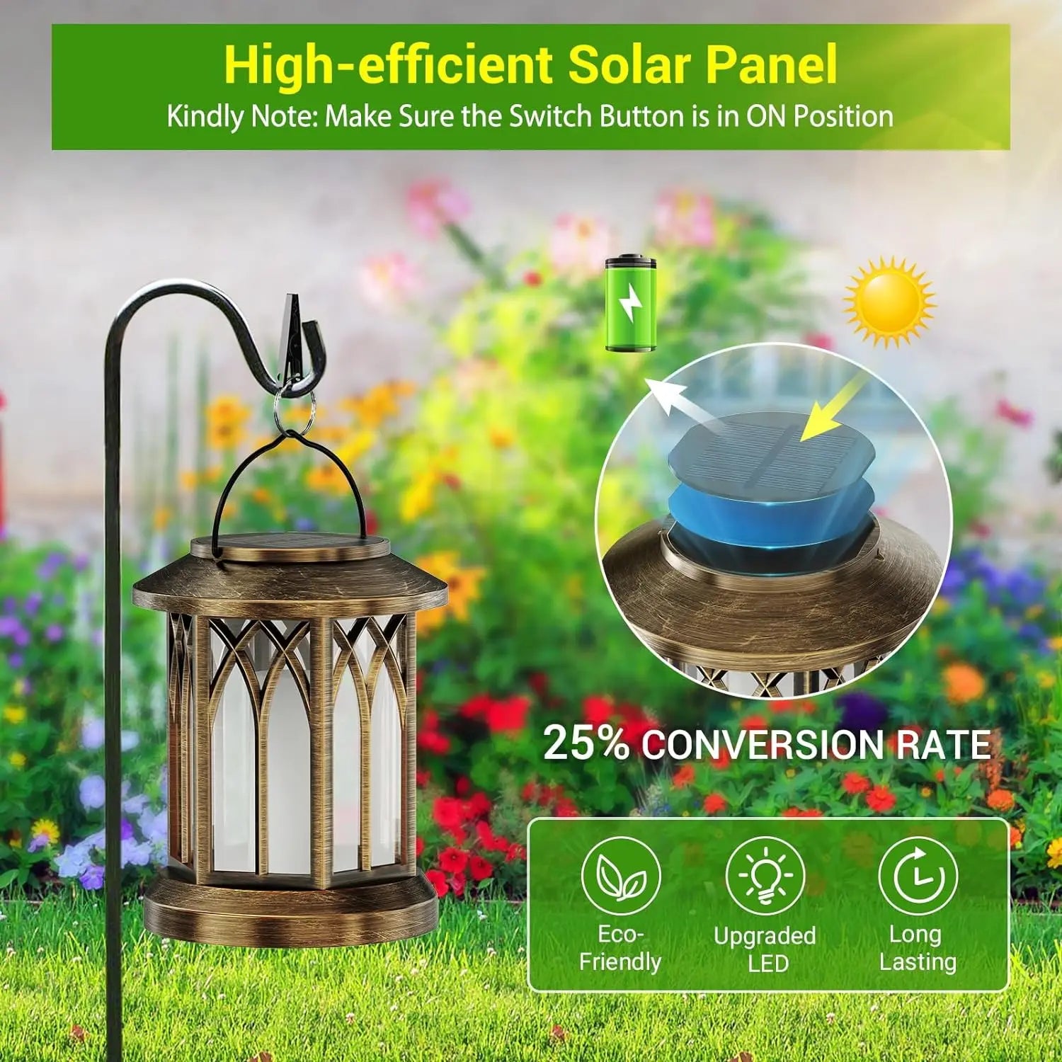 2 Pack Upgraded Flickering Flame Solar Lantern