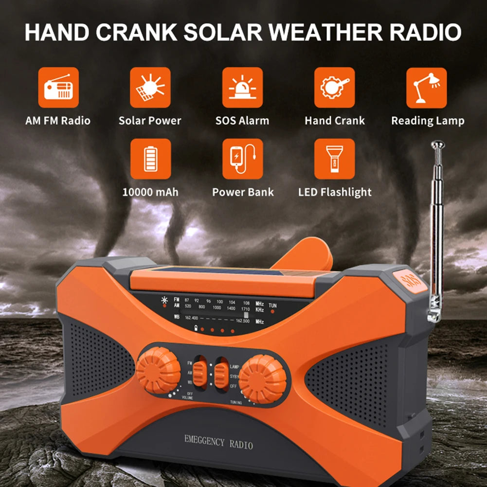 Portable Emergency Radio Solar Hand Crank LED Flashlight