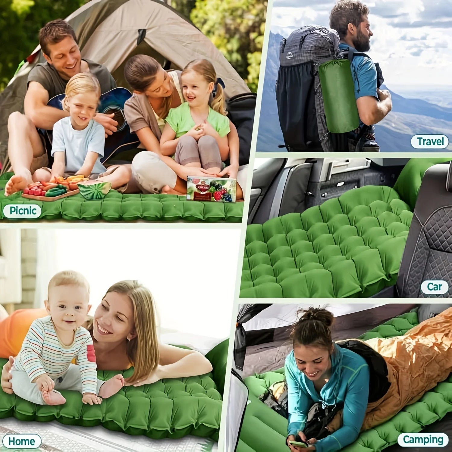 Outdoor camping super thick 4-inch inflatable sleeping mat