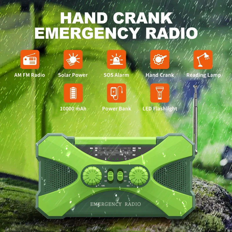 Portable Emergency Radio Solar Hand Crank LED Flashlight