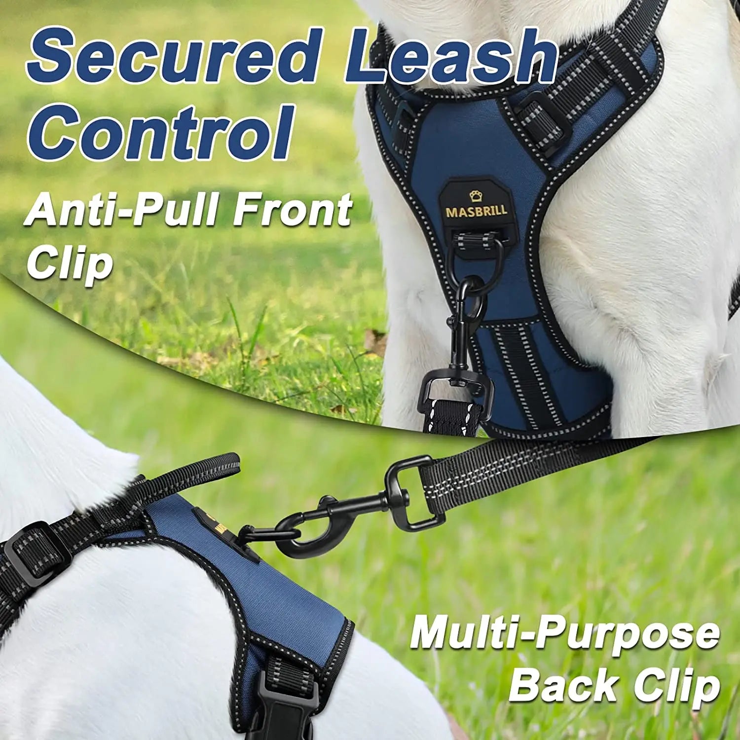 Dog Harness No Pull Nylon Adjustable Reflective Dog Vest