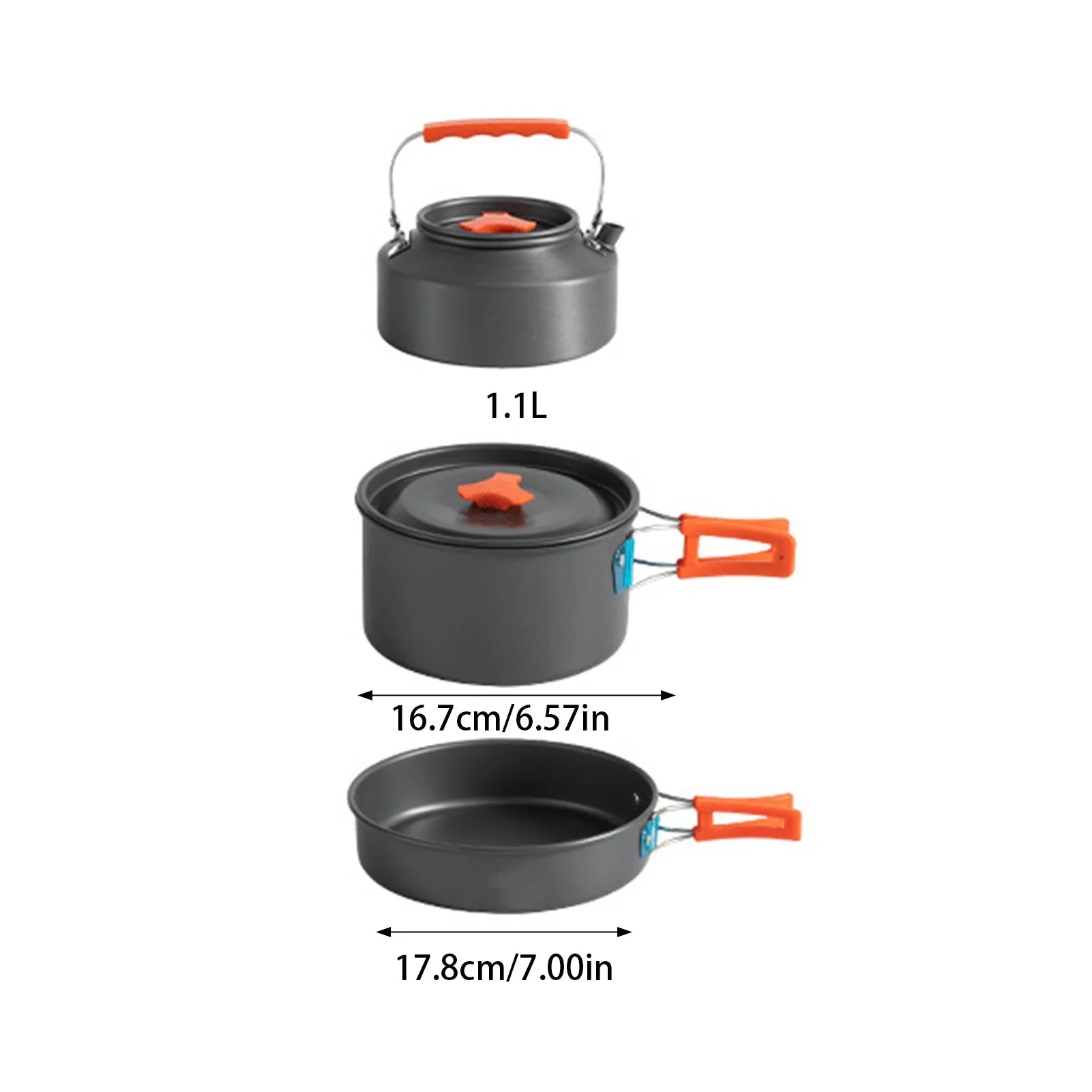 3pcs Camping Cookware Set Portable Non-Stick Aluminum Alloy