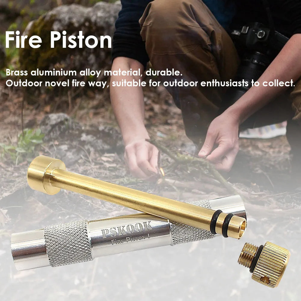 Portable Brass Piston Fire Starting Kit