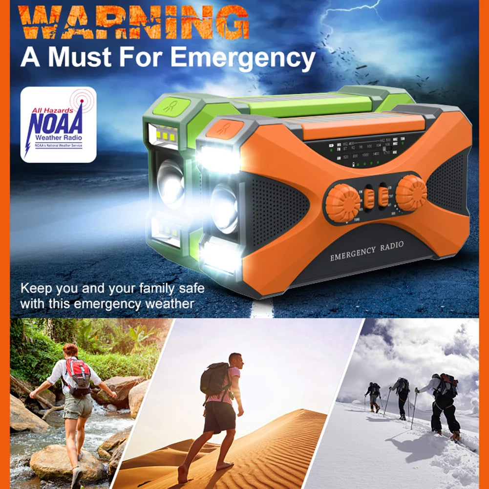 Portable Emergency Radio Solar Hand Crank LED Flashlight