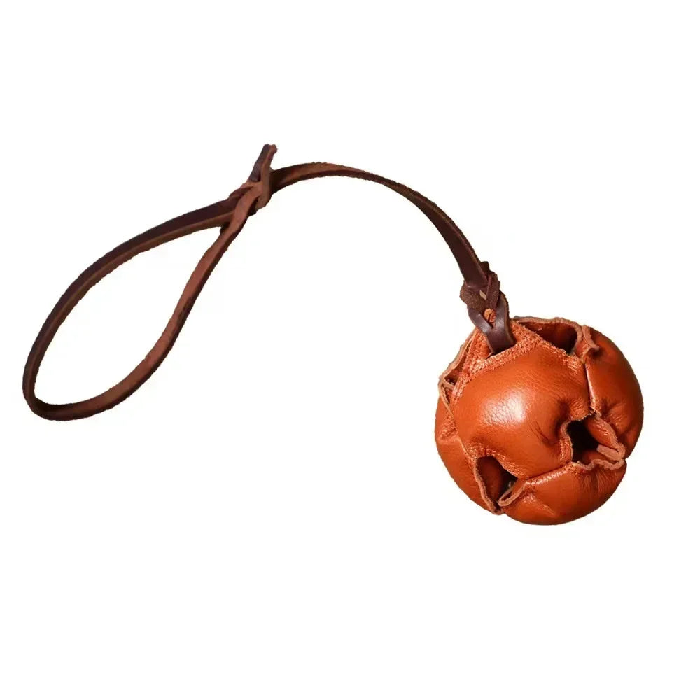 Leather Dog Ball Tug Toy, with Handle