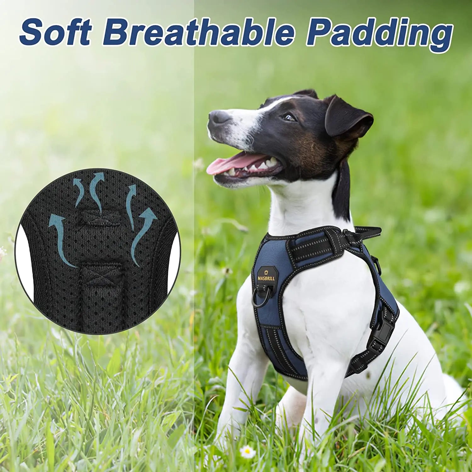 Dog Harness No Pull Nylon Adjustable Reflective Dog Vest