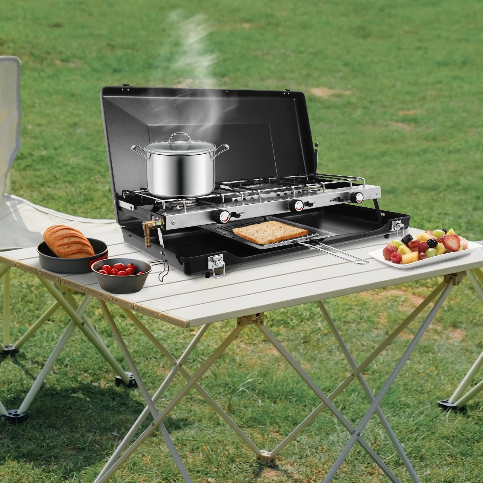 3-Burner Durable Cold-Rolled Steel Grill