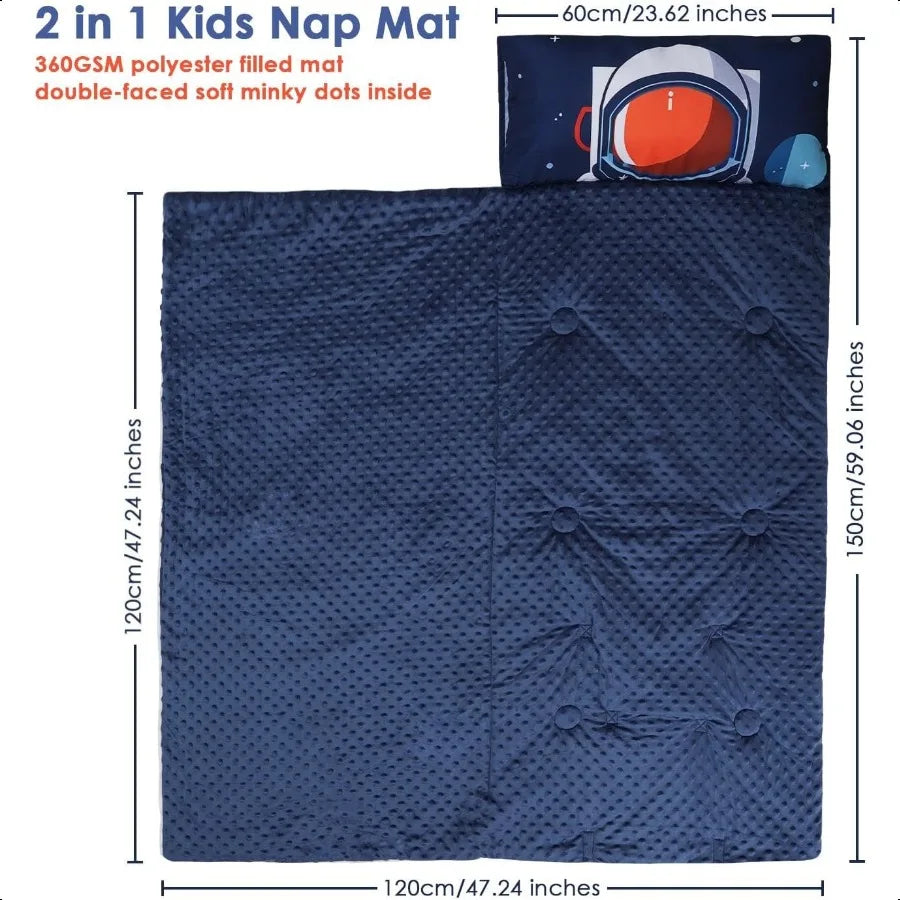 Toddler Sleeping Bag Nap Mat with Removable Pillow pocket