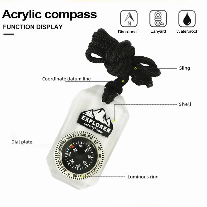 Map Ruler Compass Portable Acrylic Multifunctional