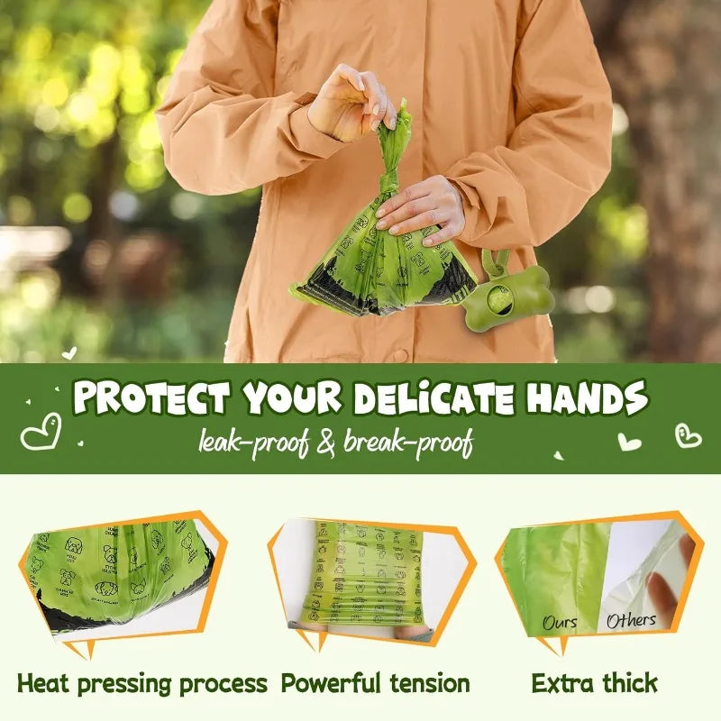 Dog Poop Bag set with Dispenser & leash clip
