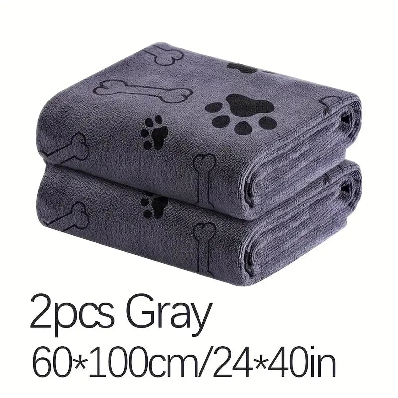 2pcs Soft Microfiber Dog Towels - Quick Dry, Absorbent