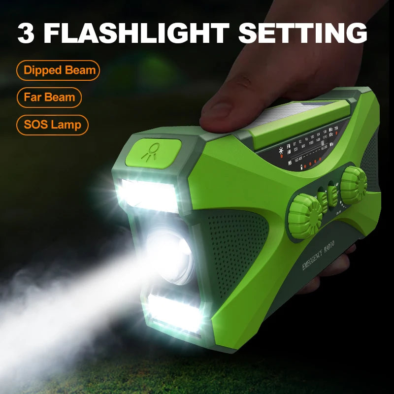 Portable Emergency Radio Solar Hand Crank LED Flashlight