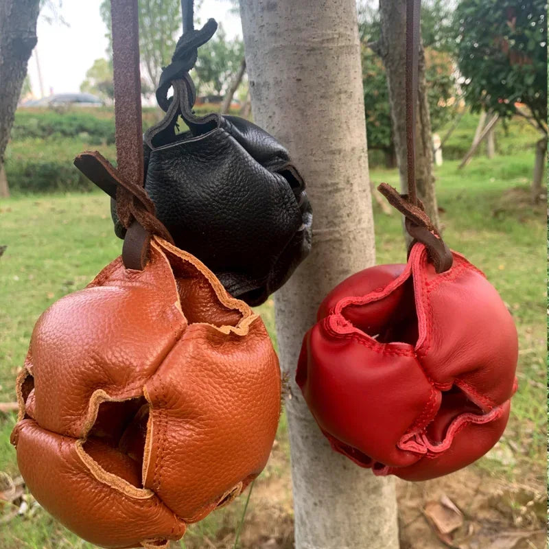 Leather Dog Ball Tug Toy, with Handle