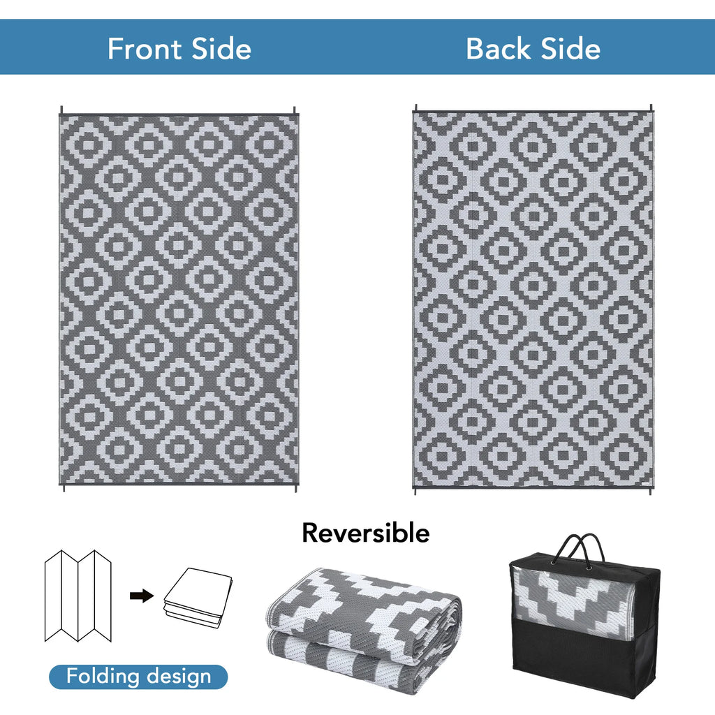 Outdoor Rug Plastic Straw Rug Modern Geometric