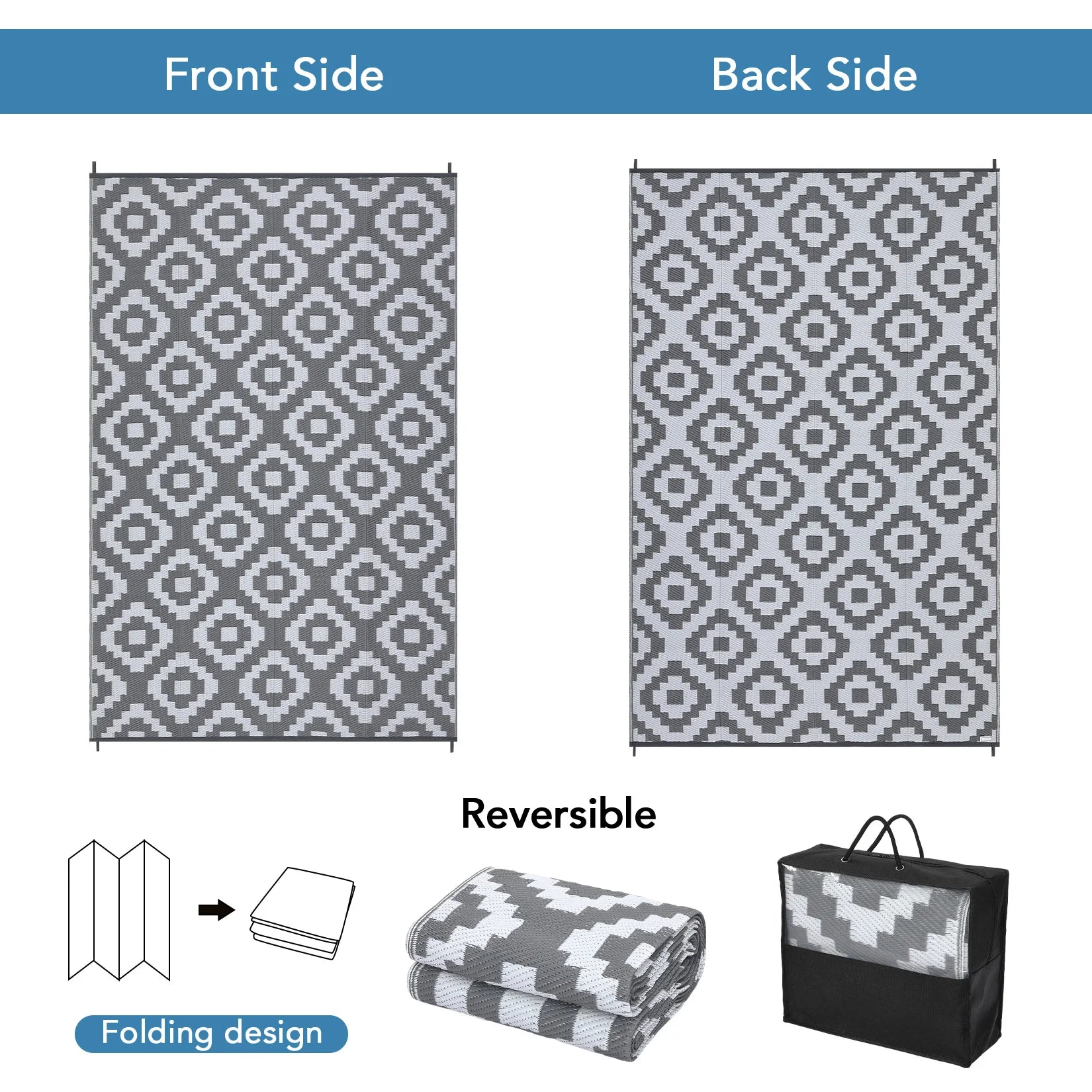 Outdoor Rug Plastic Straw Rug Modern Geometric