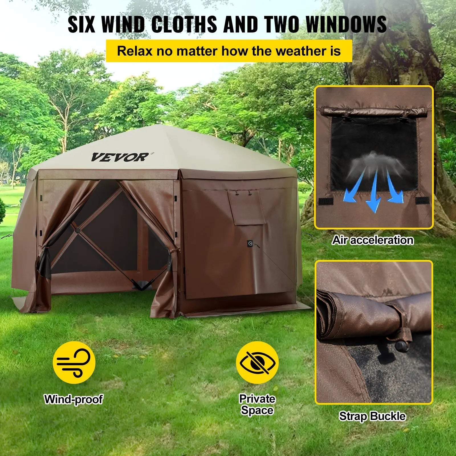 Waterproof Sun Screen Shelter w/Portable Storage Bag