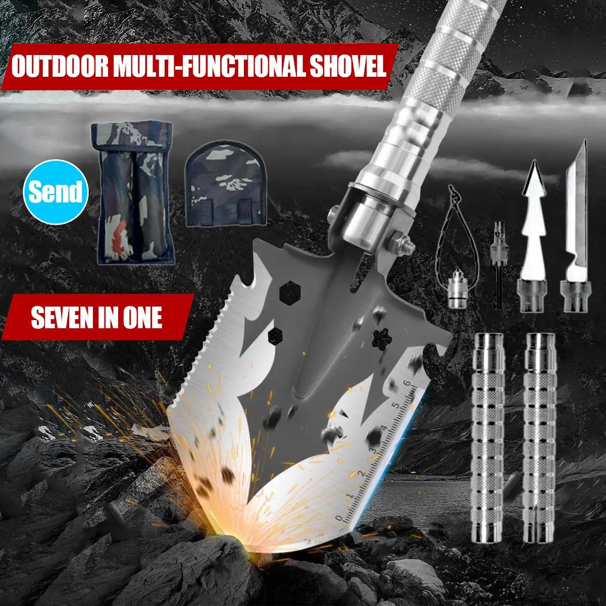 Multi Functional Detachable Foldable Shovel