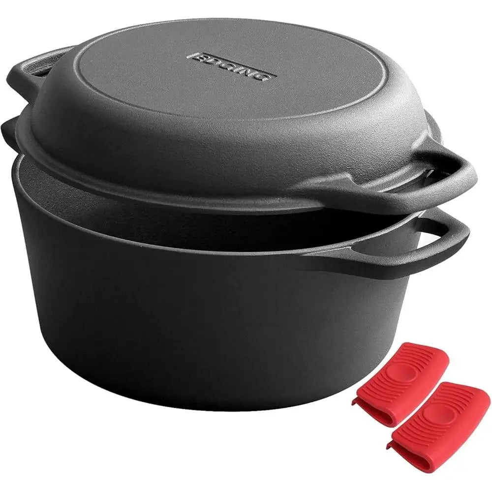 2-in-1 Pre-Seasoned Cast Iron Dutch Oven