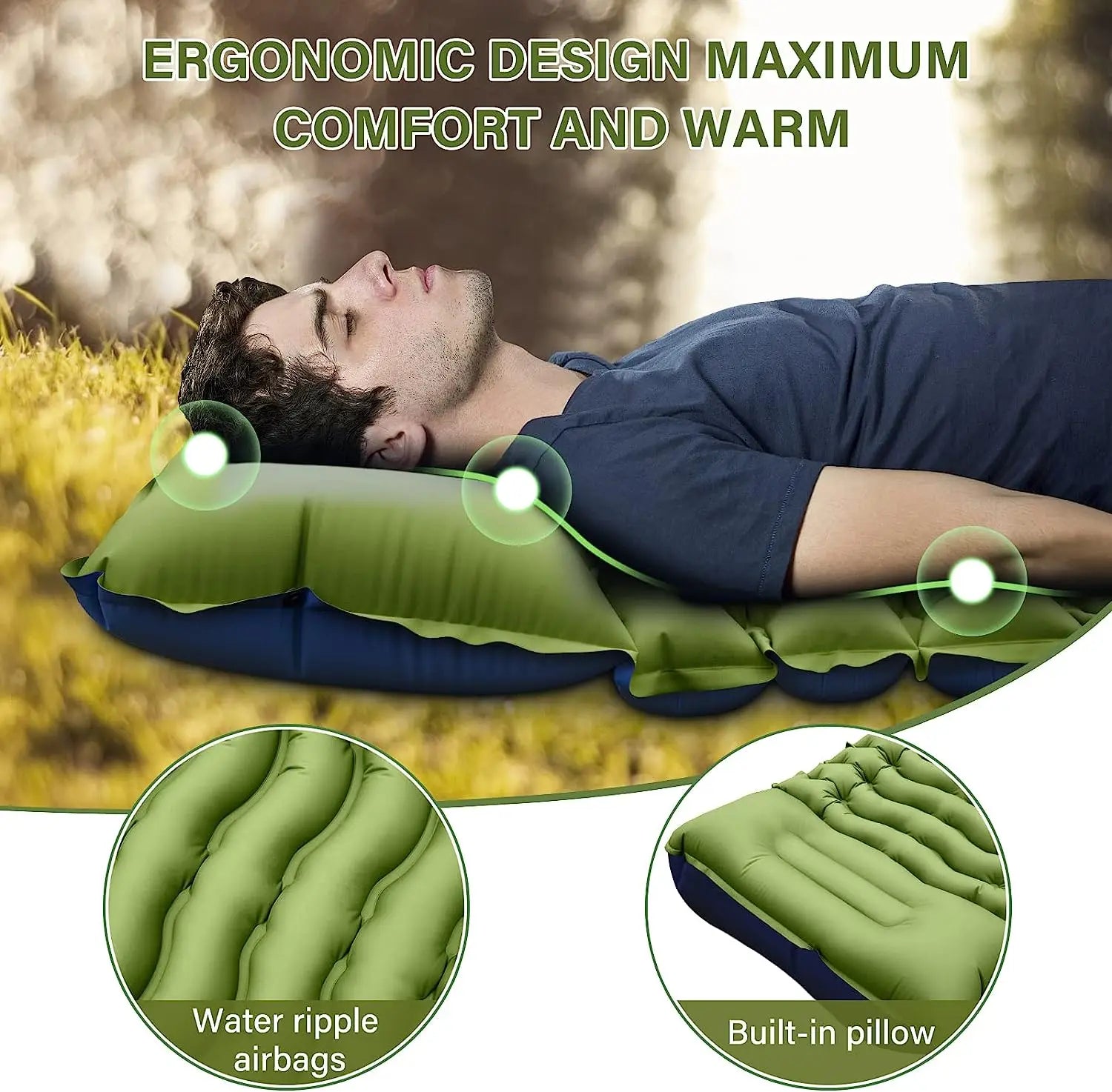 Outdoor camping super thick 4-inch inflatable sleeping mat